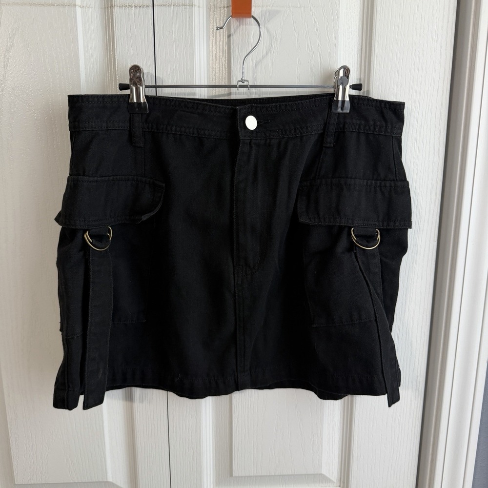 Cider Black Cargo Pocket Mini Skirt Women's Size XL Grunge Punk Festival Party